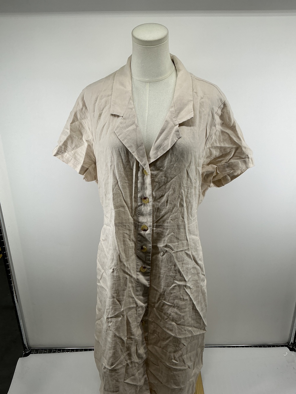 100% European Linen Button Front Dress